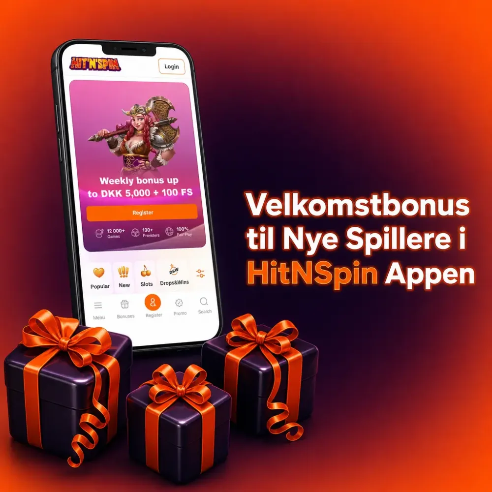 Velkomstbonus valgt i HitnSpin appen ved oprettelse