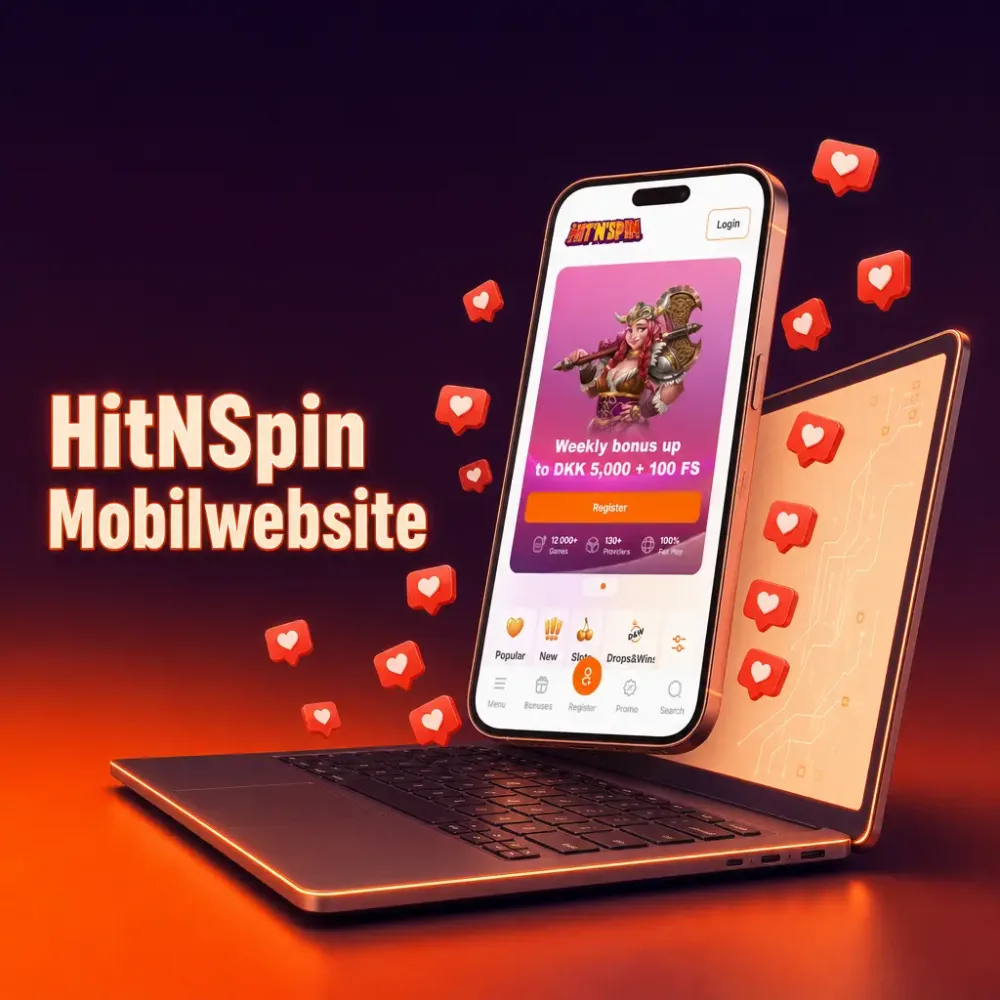 HitnSpins mobilside i browseren paa iPhone